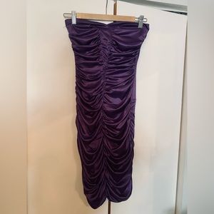 Strapless purple dress